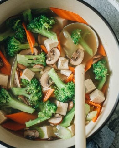 Chinese vegetable soup in a pot