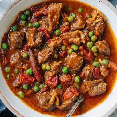 Instant Pot curry beef stew close up