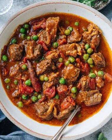 Instant Pot curry beef stew close up
