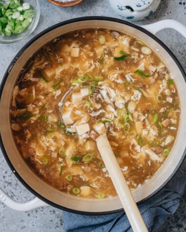 Homemade west lake beef soup in a pot